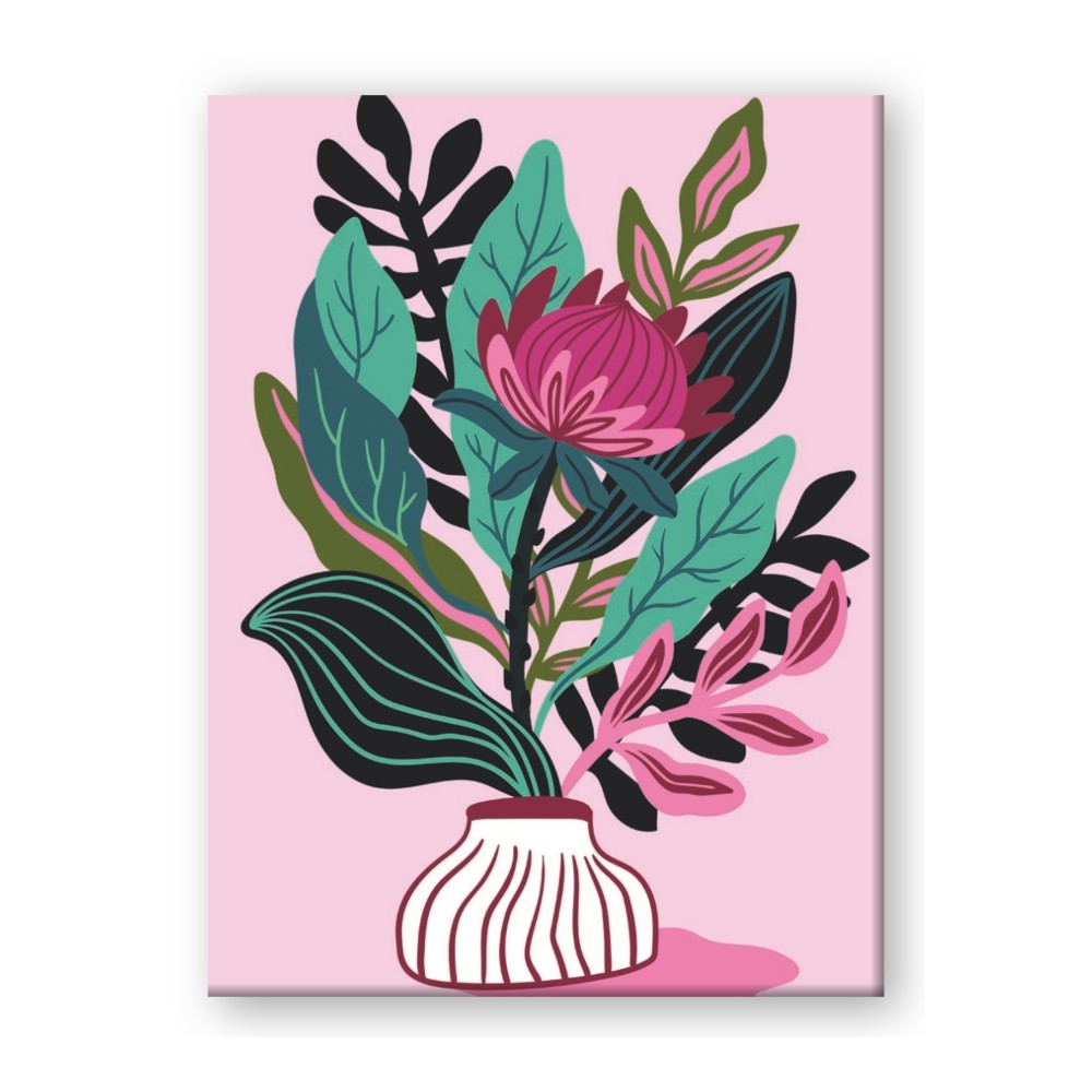 Protea with tropical leaf
