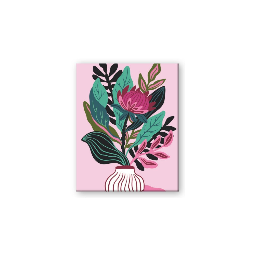 Protea with tropical leaf