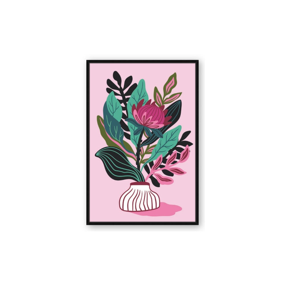 Protea with tropical leaf