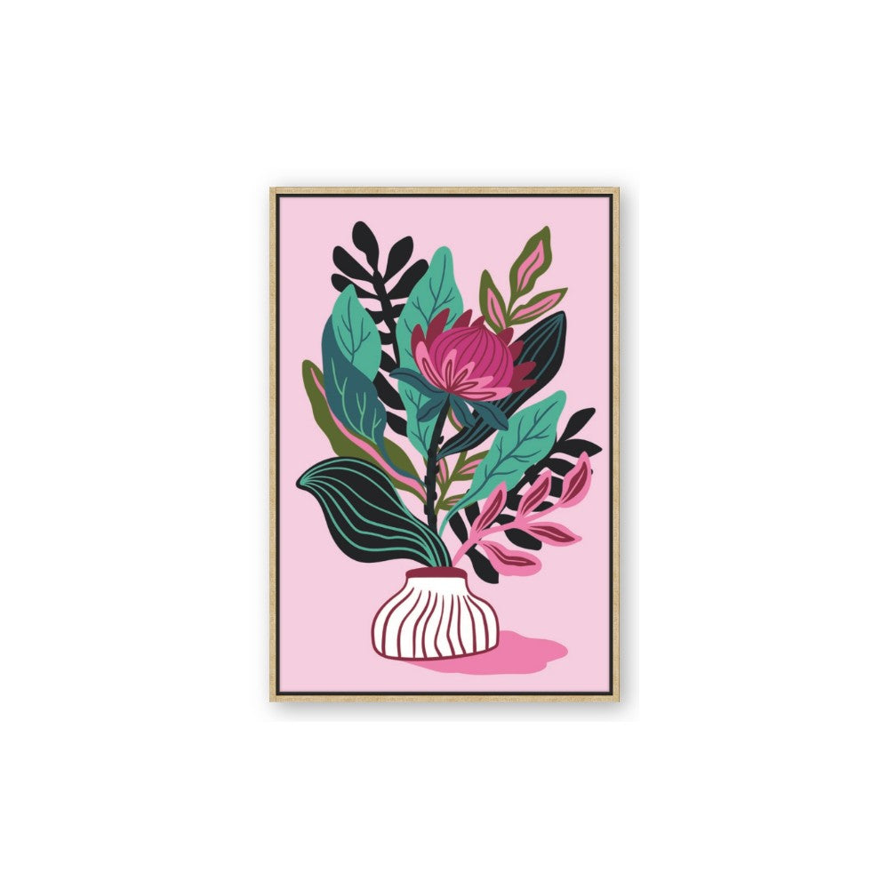 Protea with tropical leaf