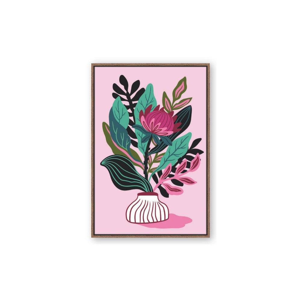 Protea with tropical leaf