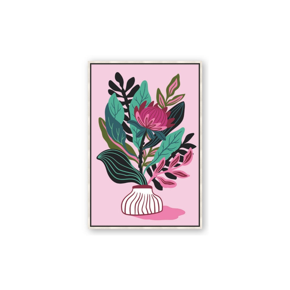 Protea with tropical leaf