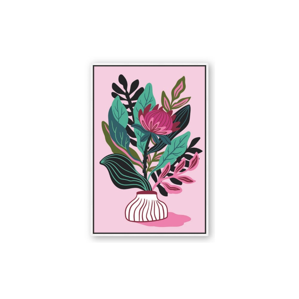 Protea with tropical leaf