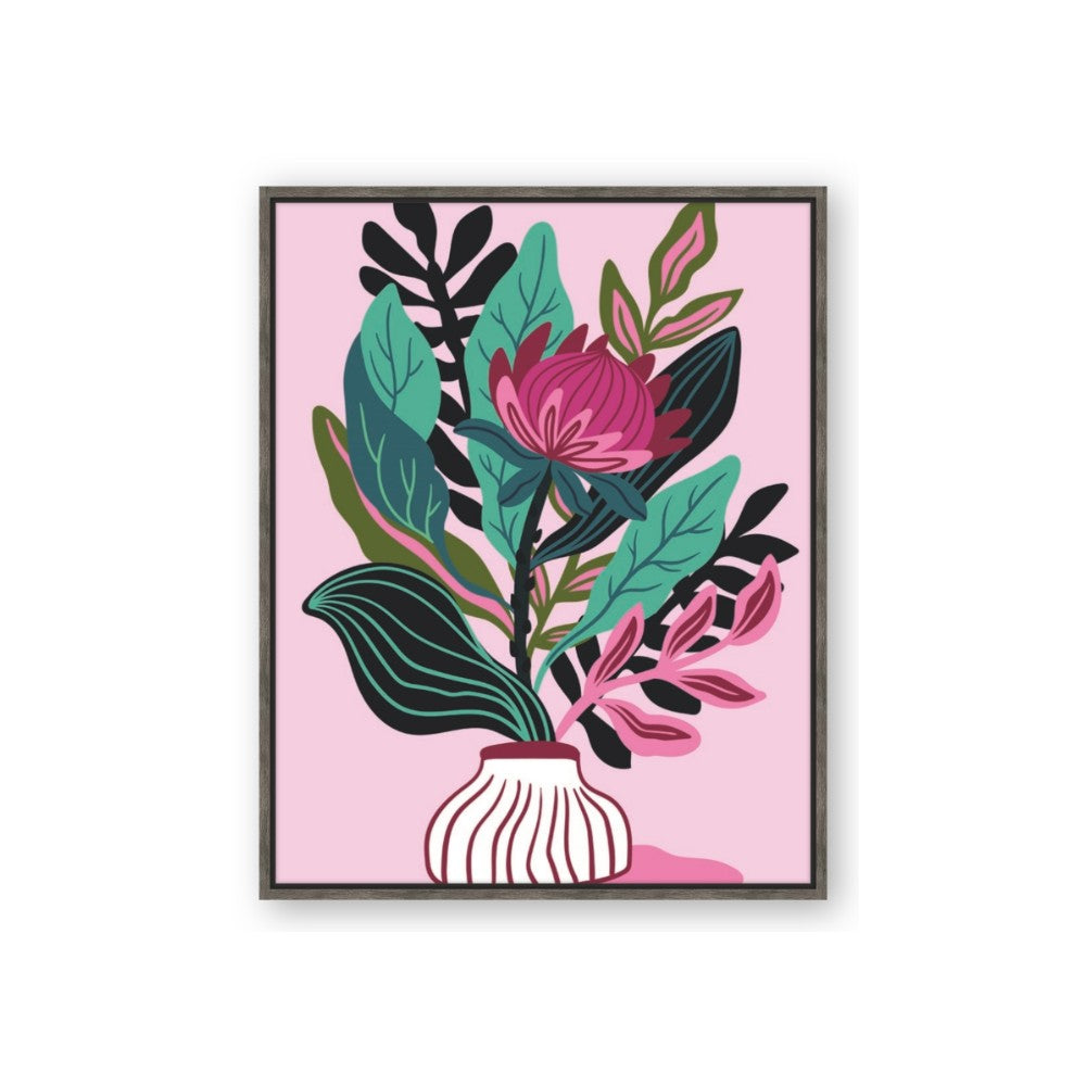 Protea with tropical leaf