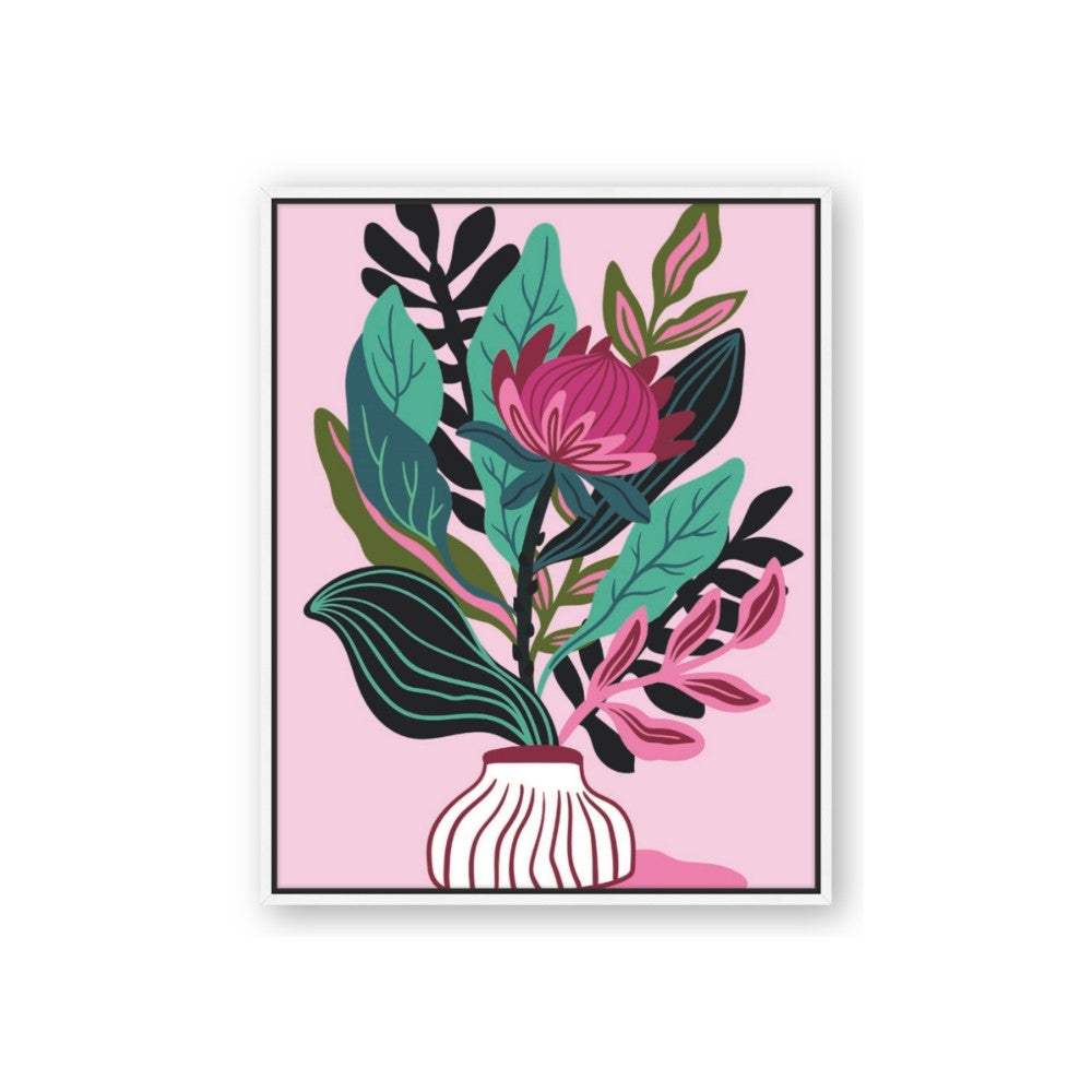Protea with tropical leaf