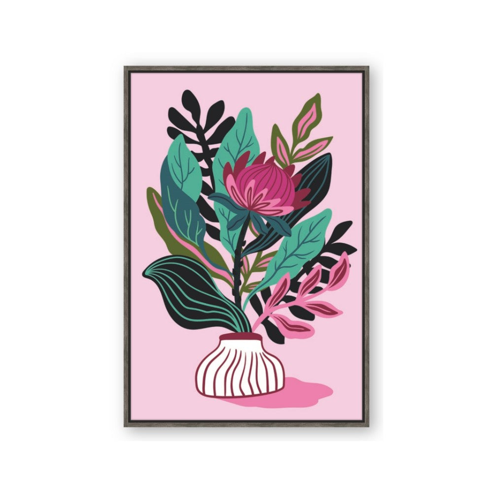 Protea with tropical leaf