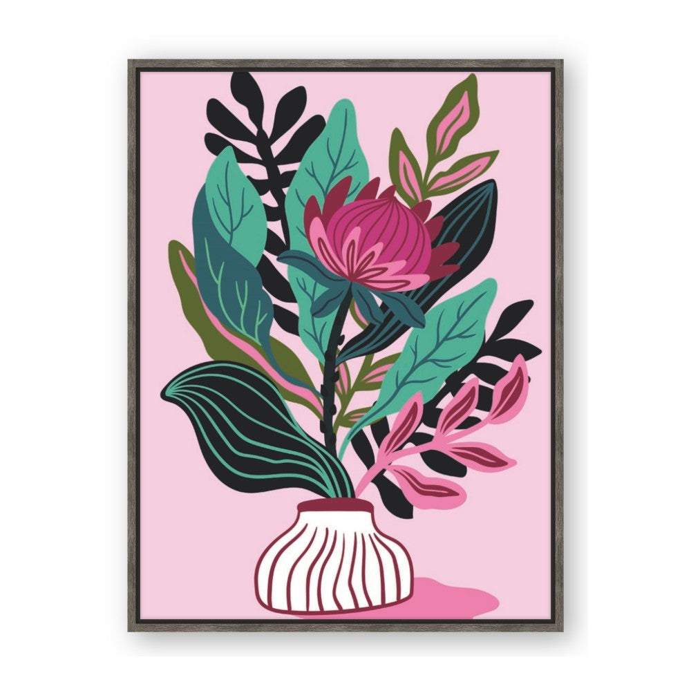 Protea with tropical leaf