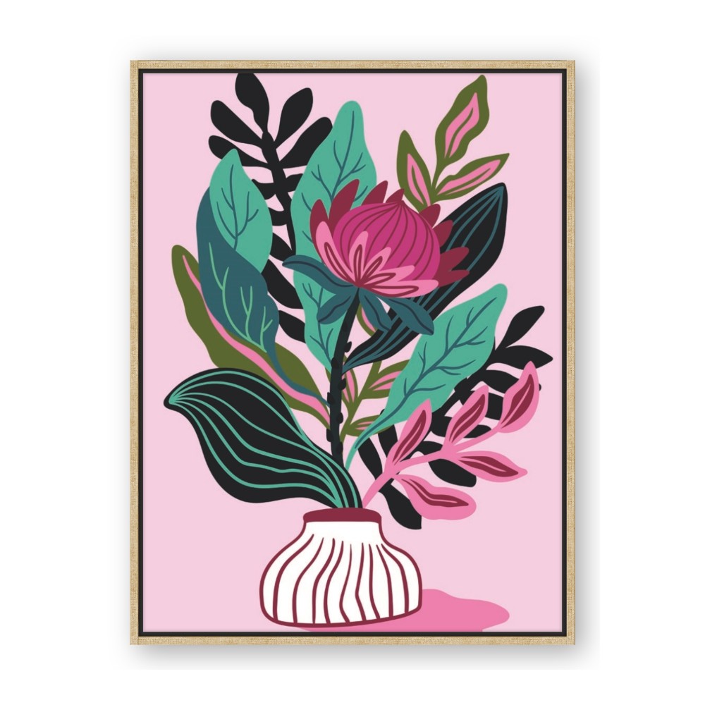 Protea with tropical leaf