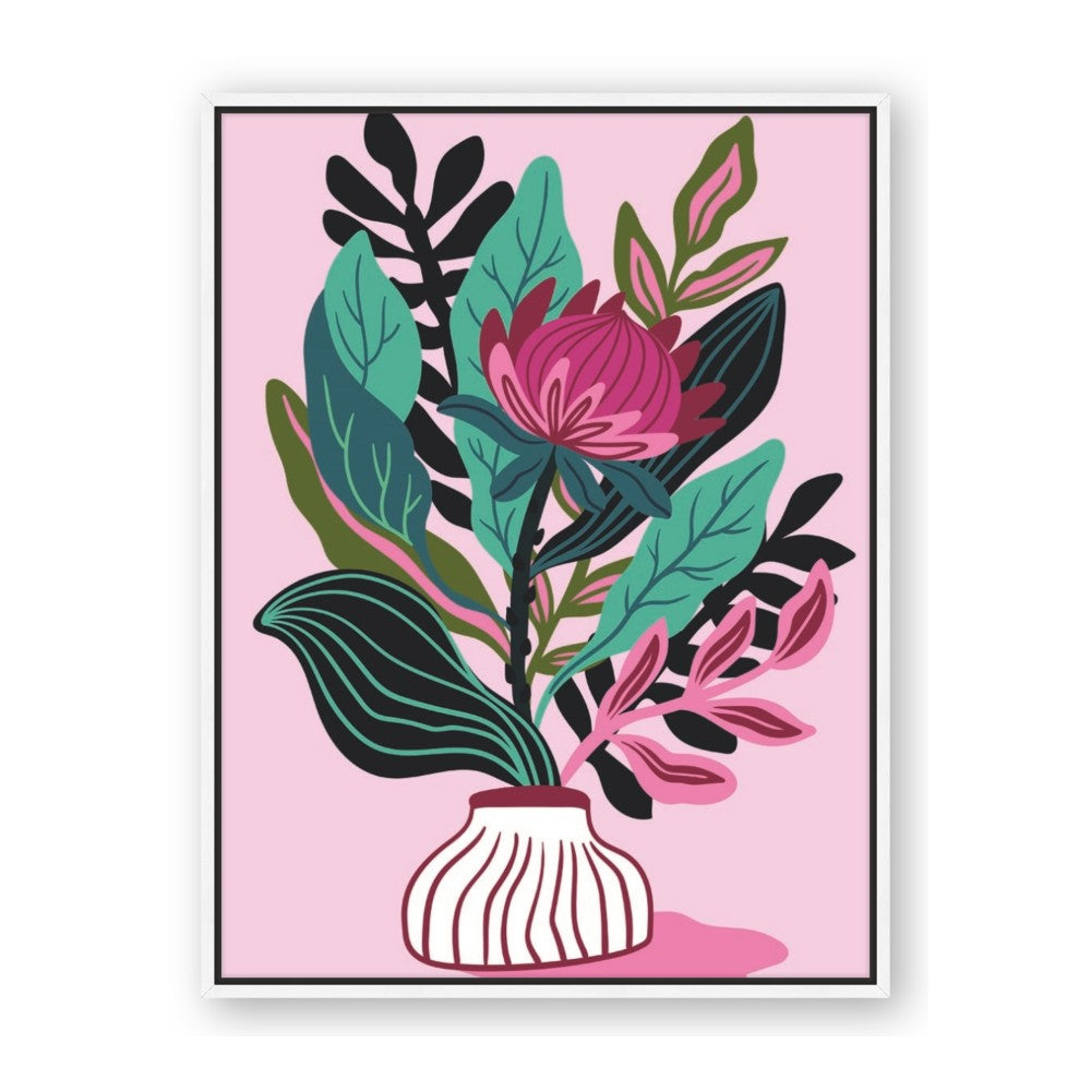 Protea with tropical leaf