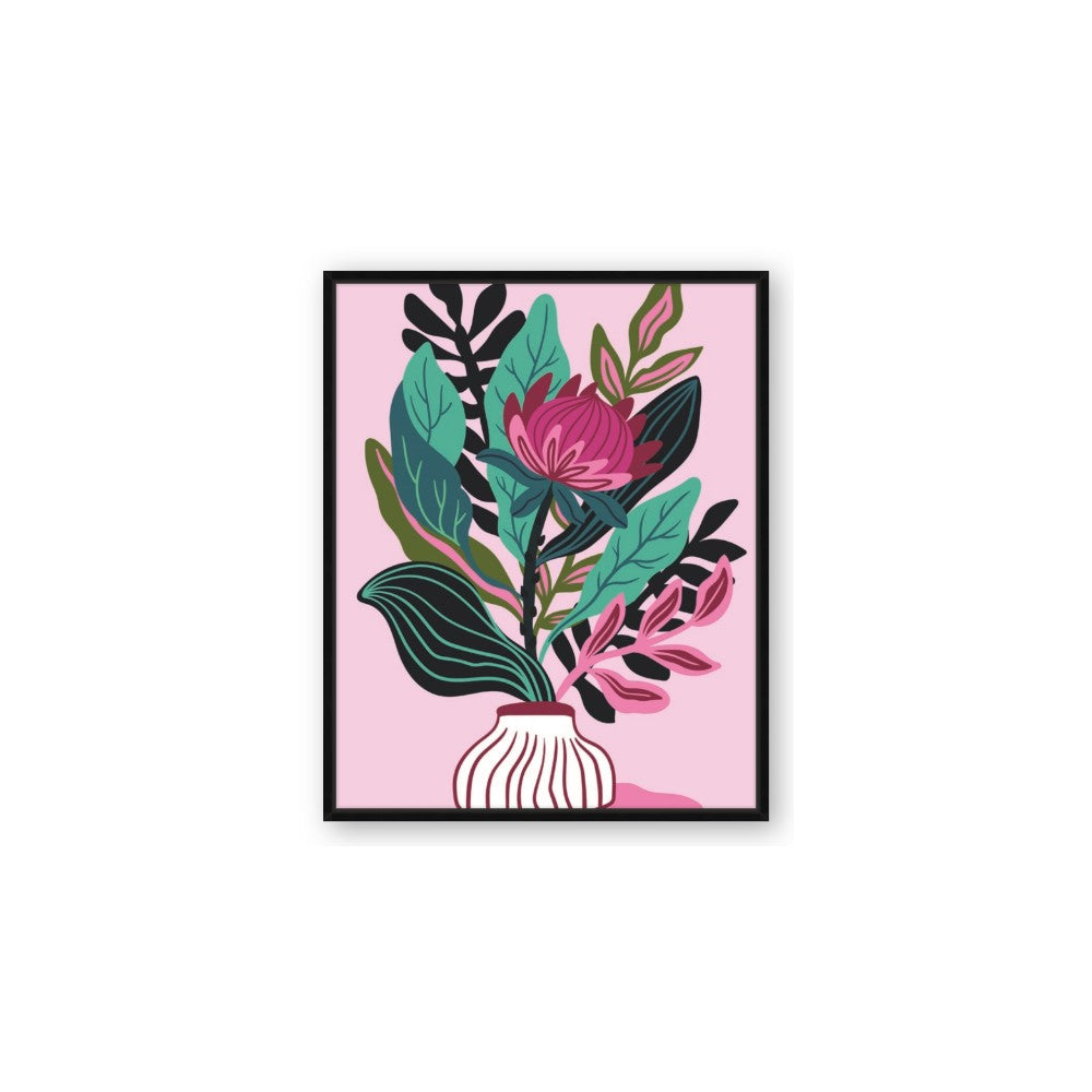 Protea with tropical leaf