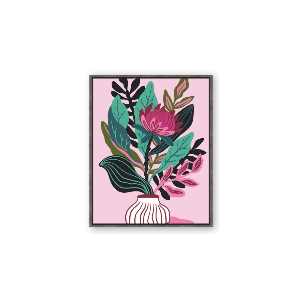 Protea with tropical leaf