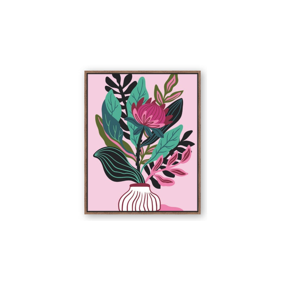 Protea with tropical leaf