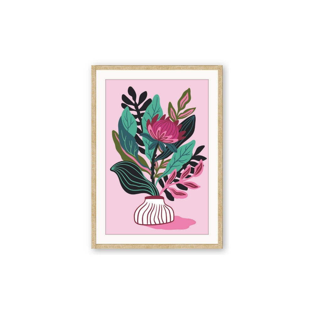 Protea with tropical leaf