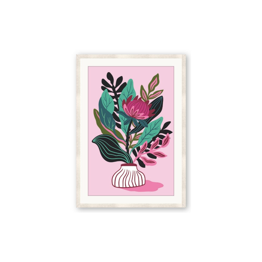 Protea with tropical leaf