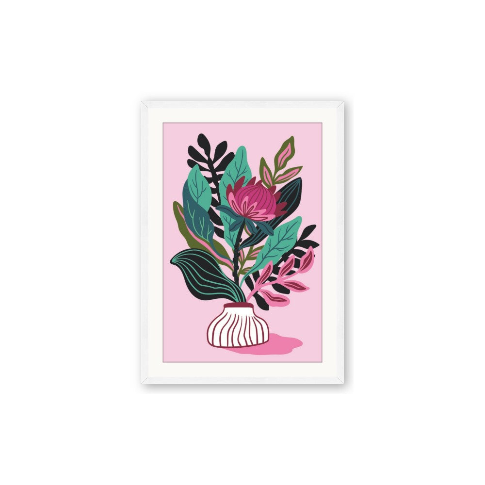Protea with tropical leaf
