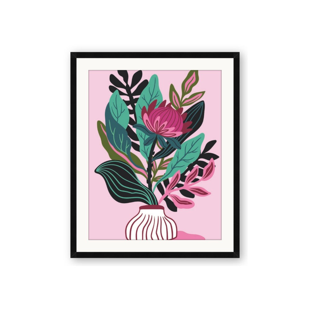 Protea with tropical leaf