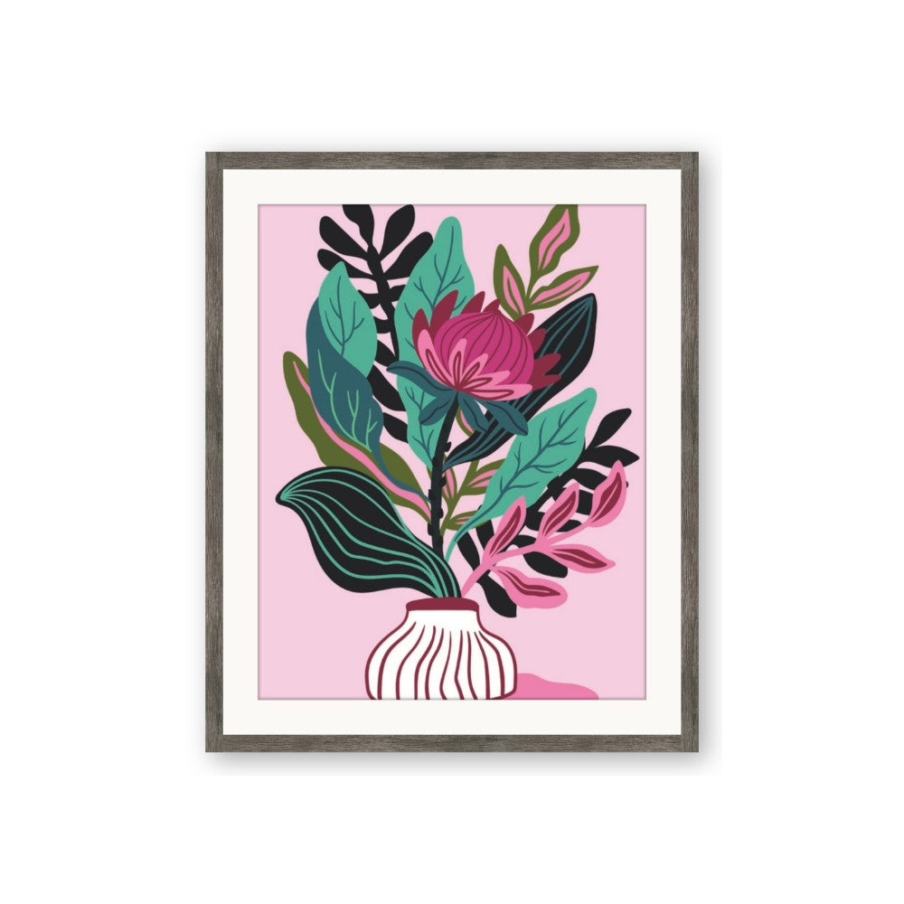 Protea with tropical leaf