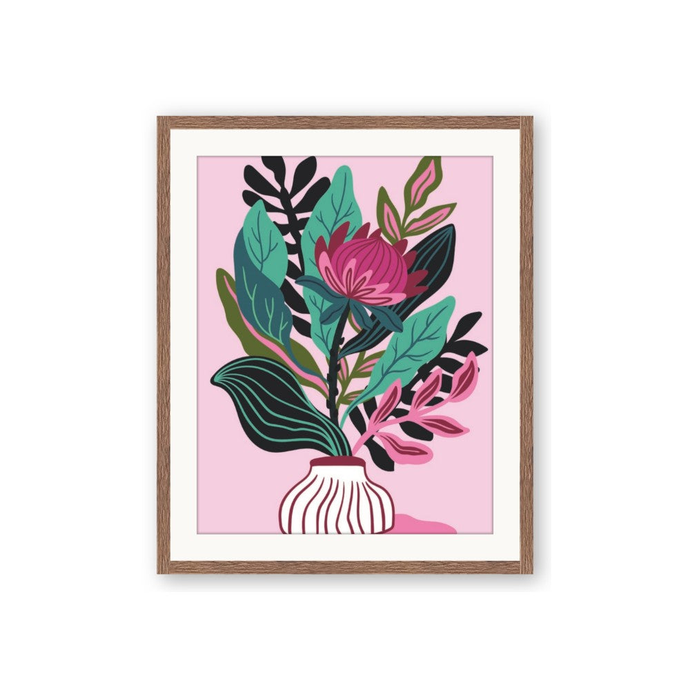 Protea with tropical leaf