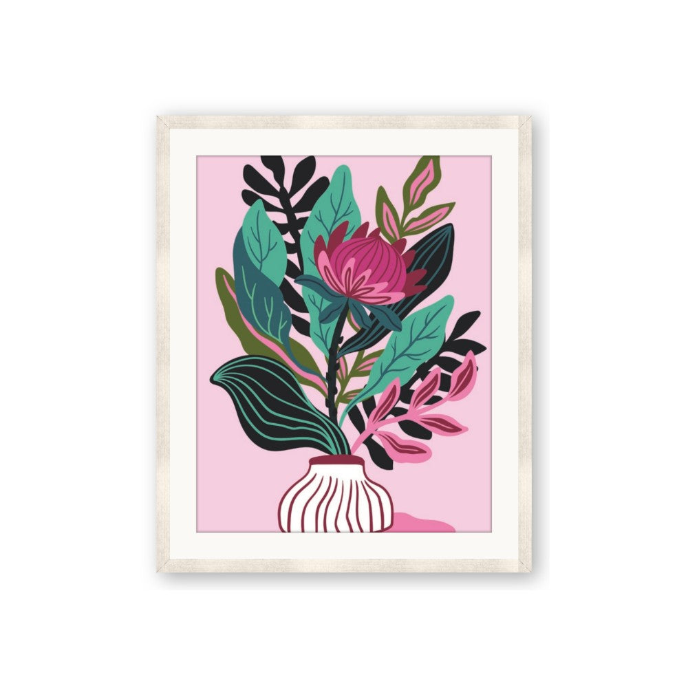 Protea with tropical leaf