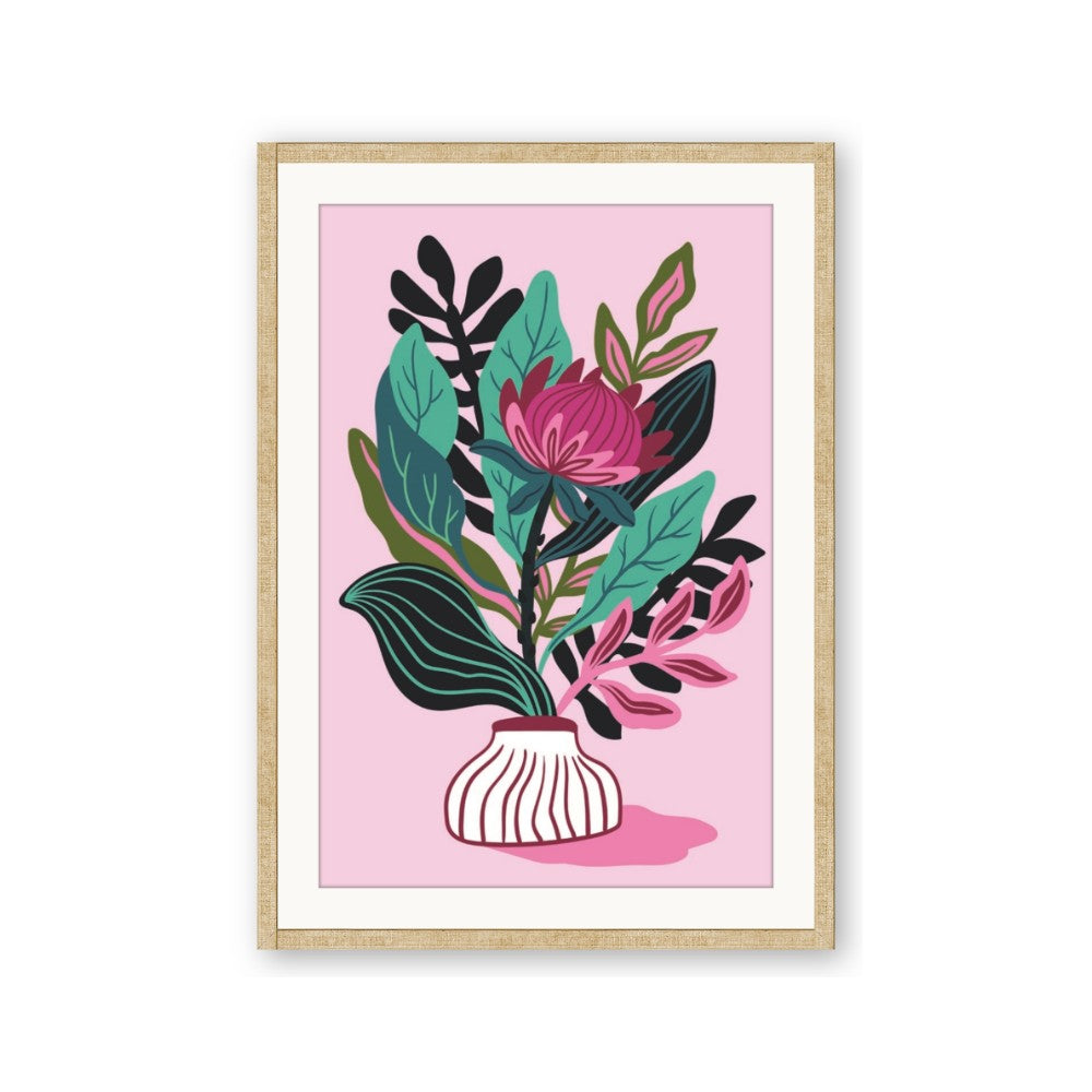 Protea with tropical leaf