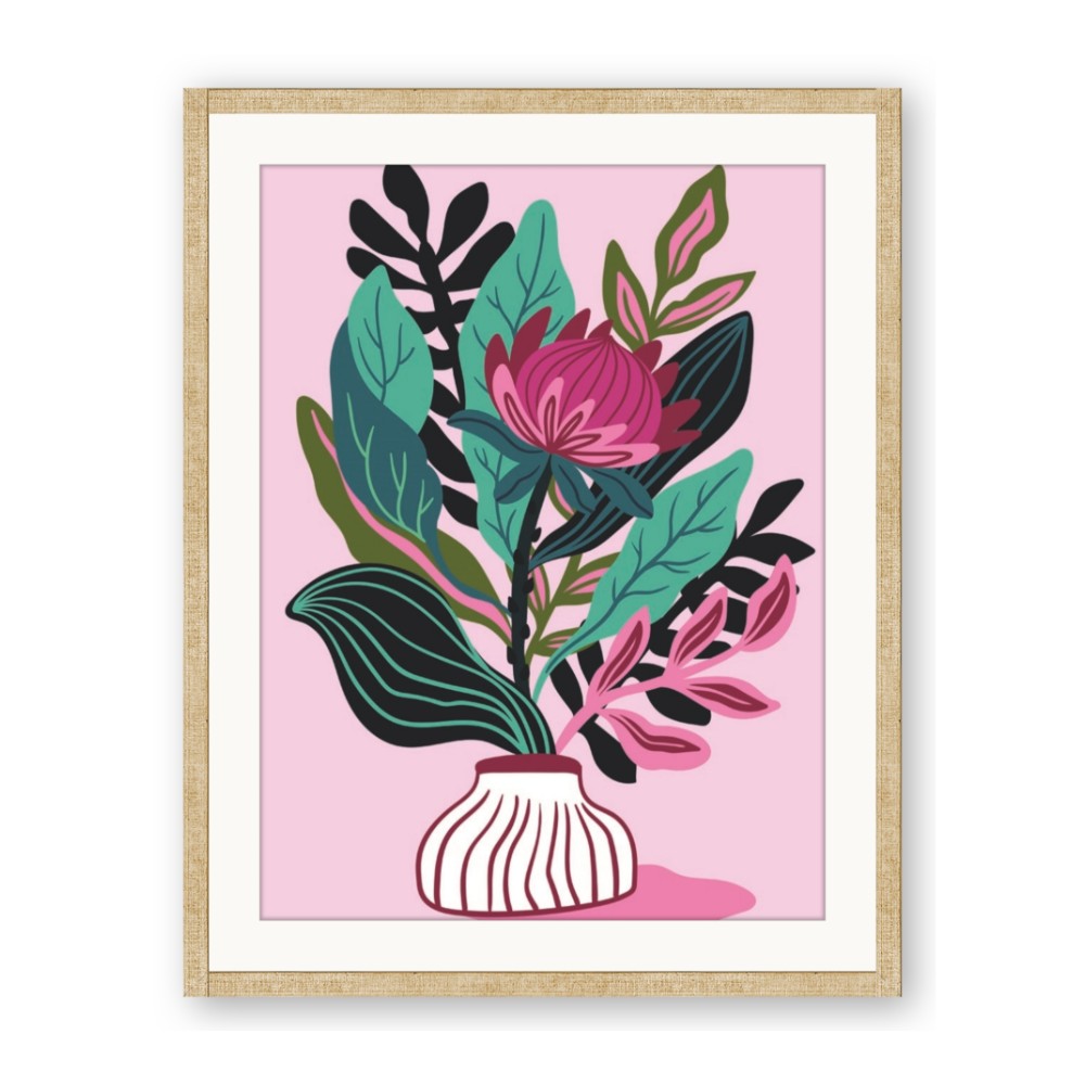 Protea with tropical leaf