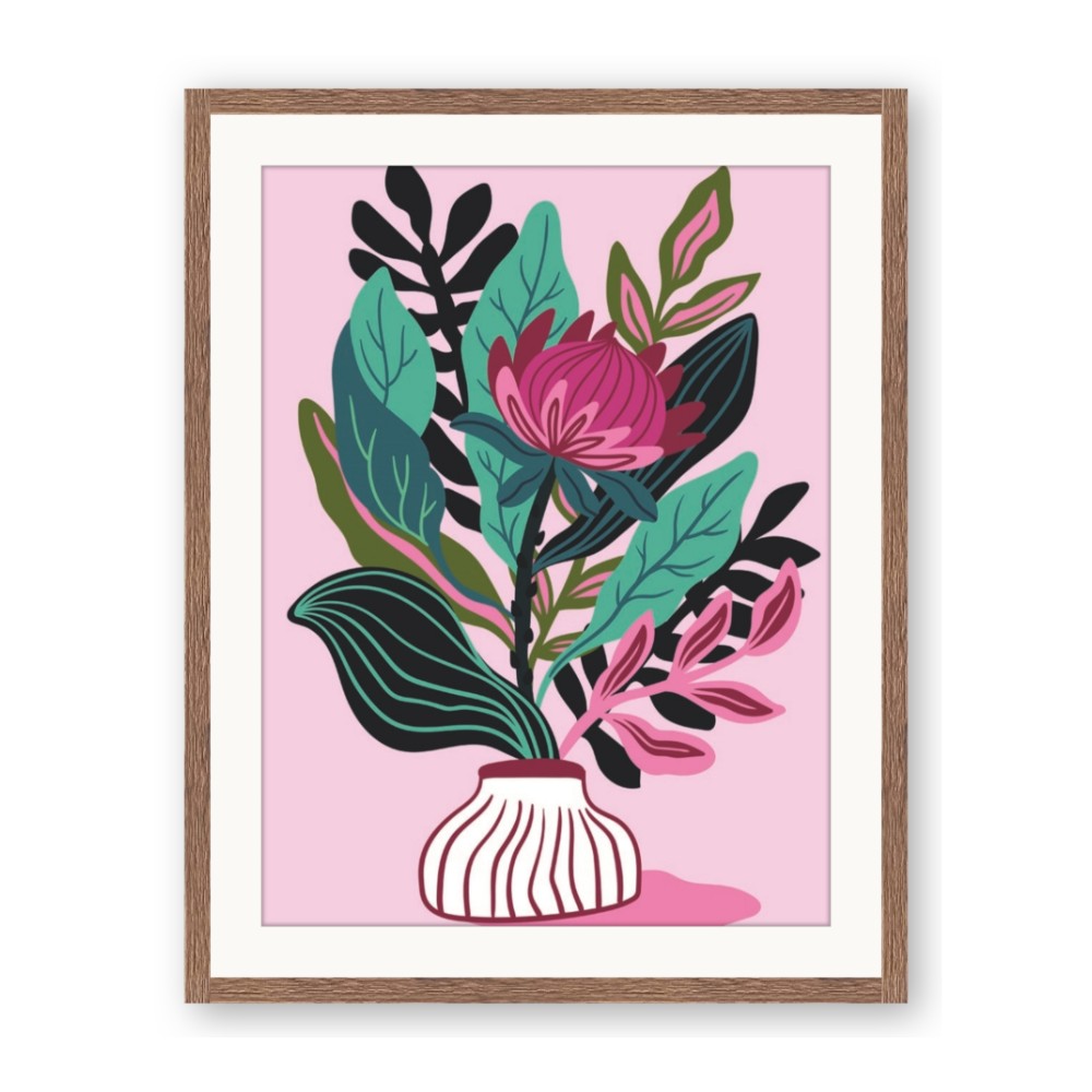 Protea with tropical leaf