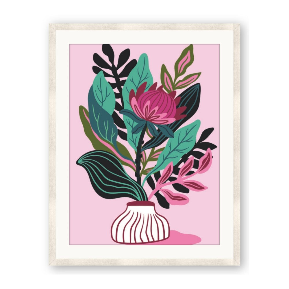 Protea with tropical leaf