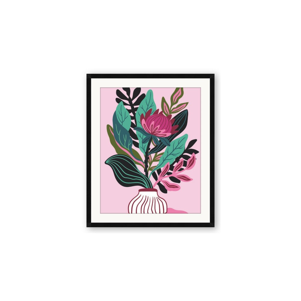 Protea with tropical leaf