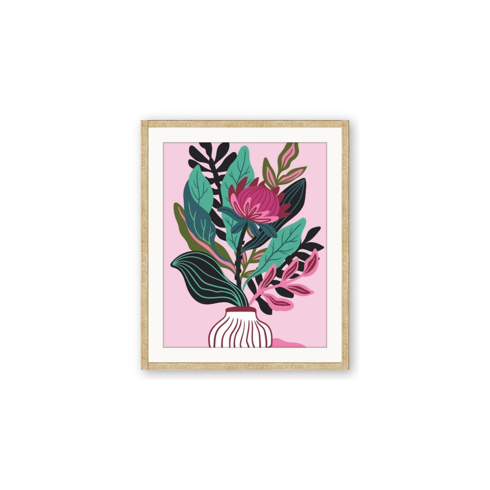 Protea with tropical leaf