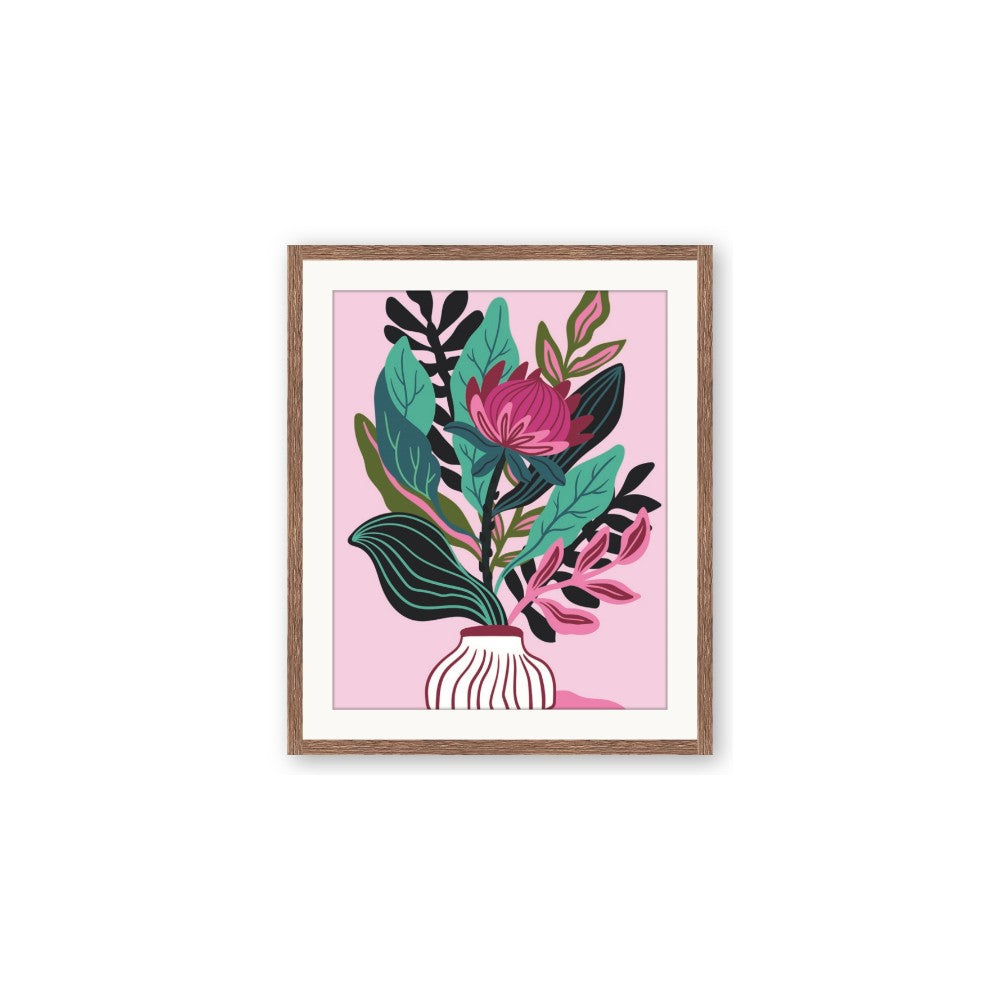 Protea with tropical leaf
