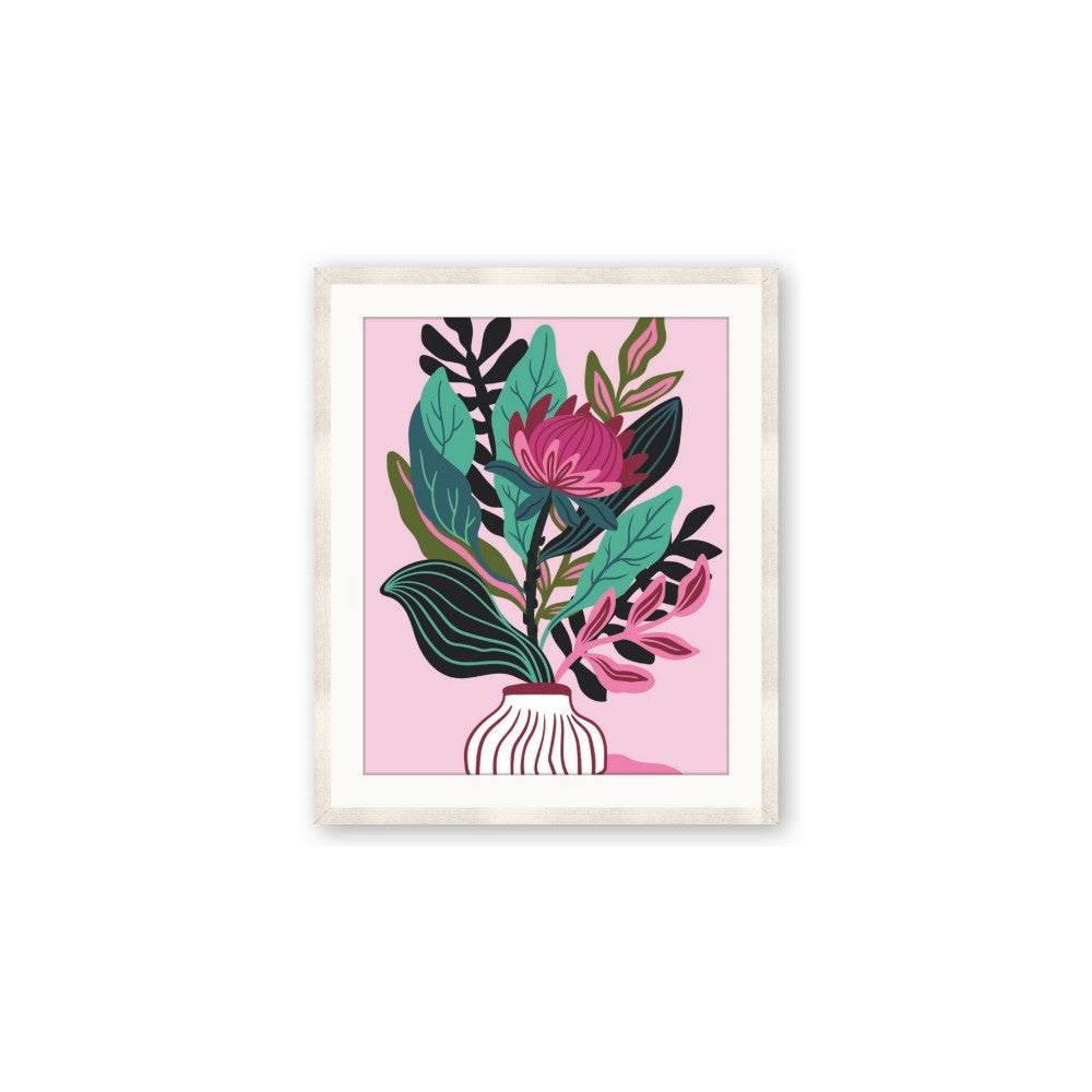 Protea with tropical leaf