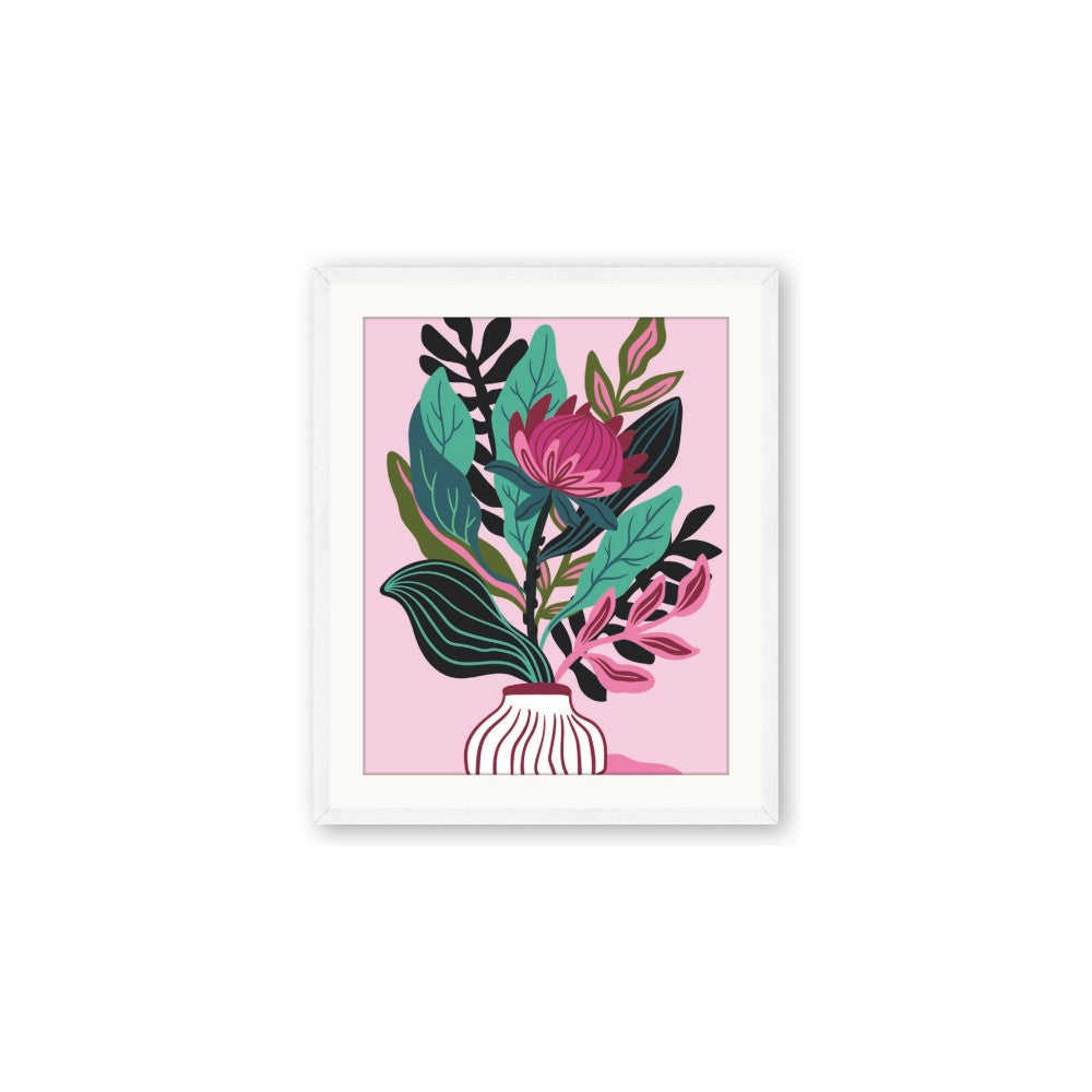 Protea with tropical leaf