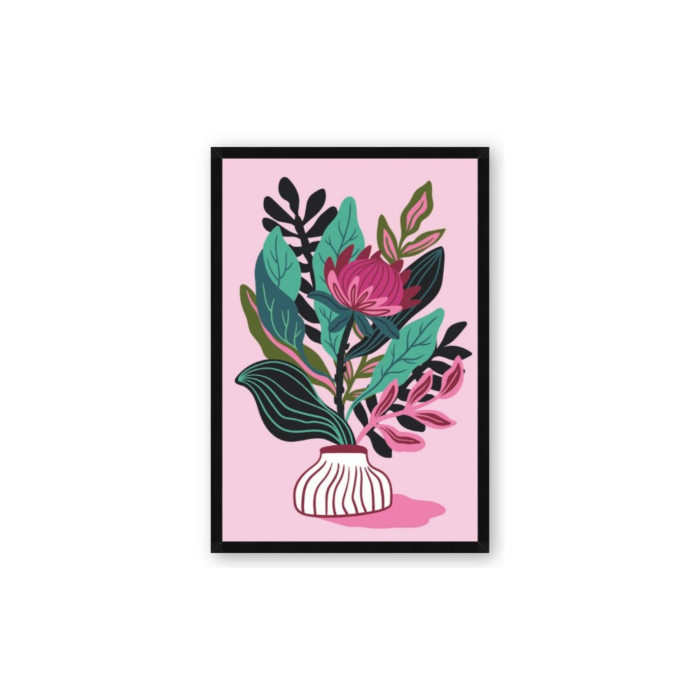 Protea with tropical leaf
