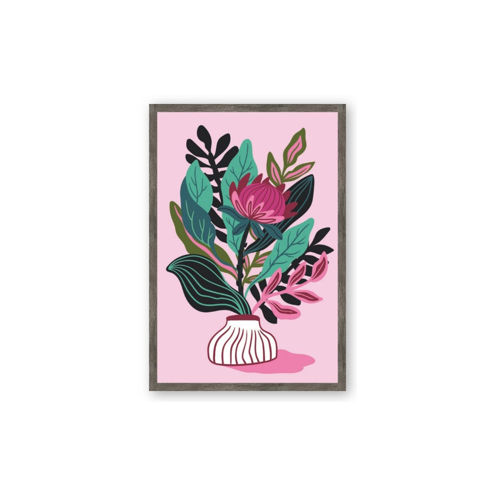 Protea with tropical leaf
