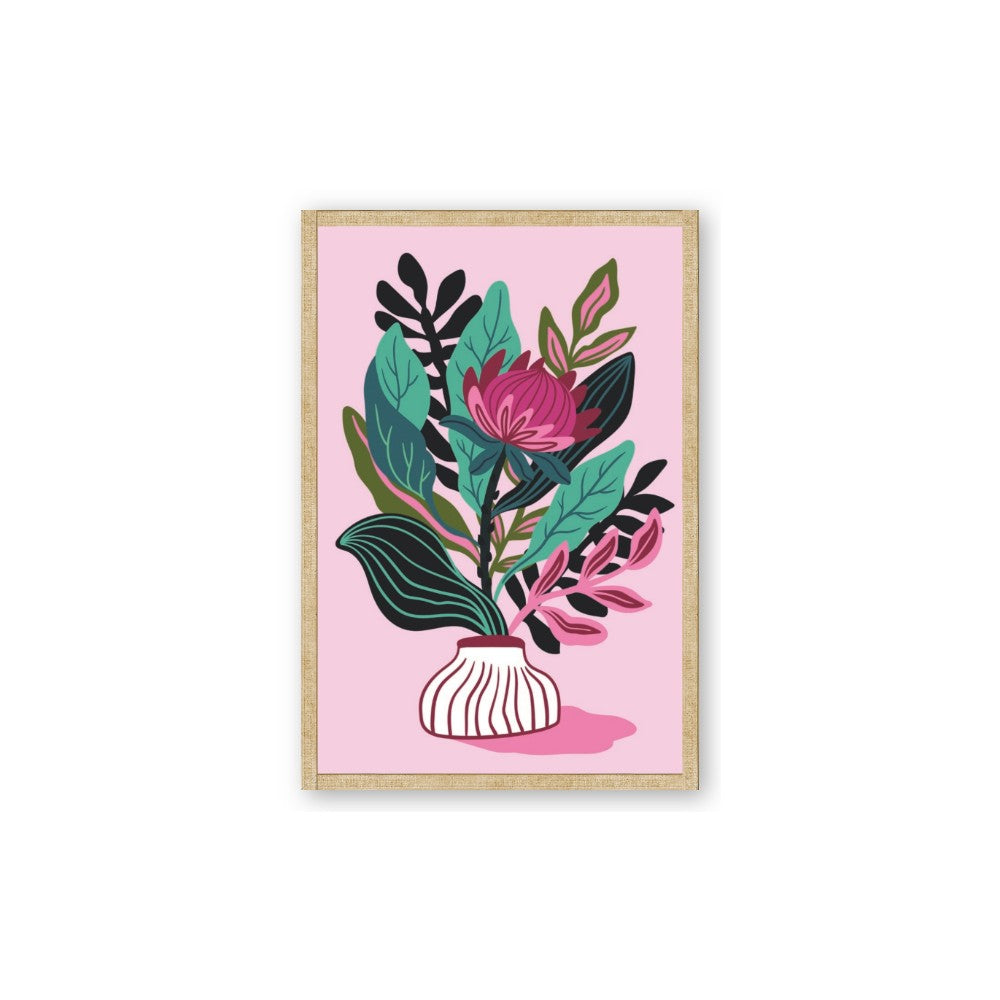 Protea with tropical leaf