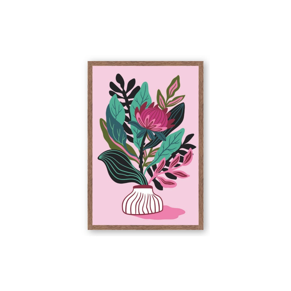 Protea with tropical leaf