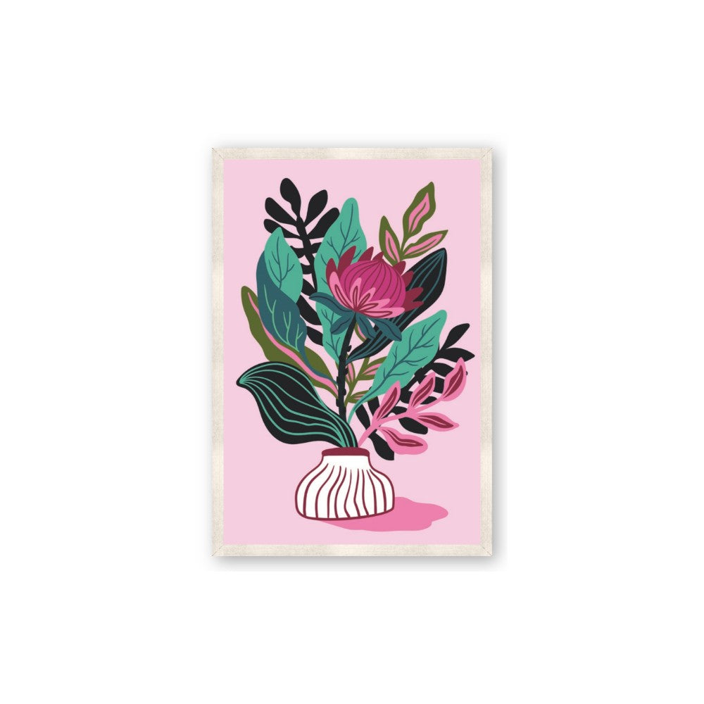 Protea with tropical leaf