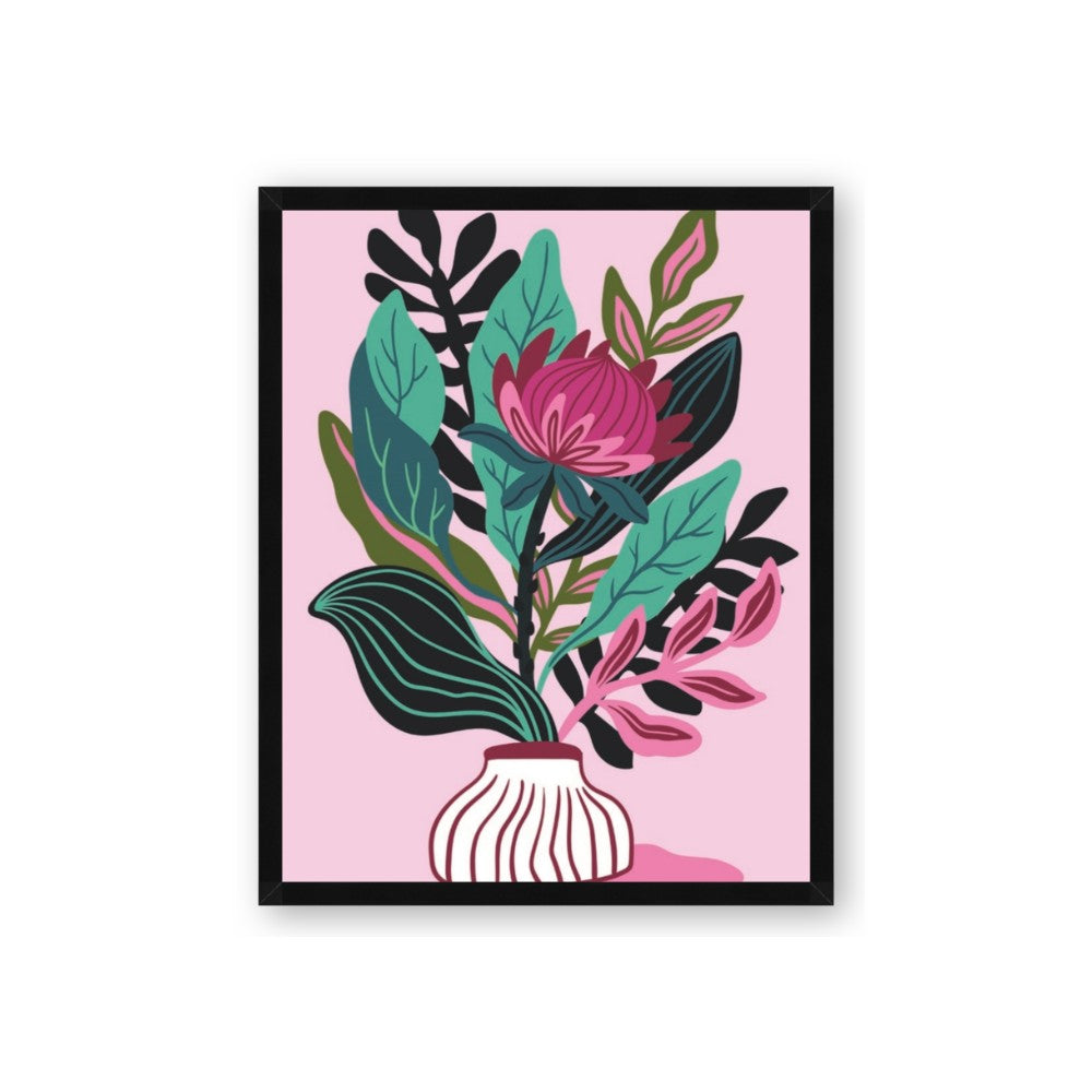 Protea with tropical leaf