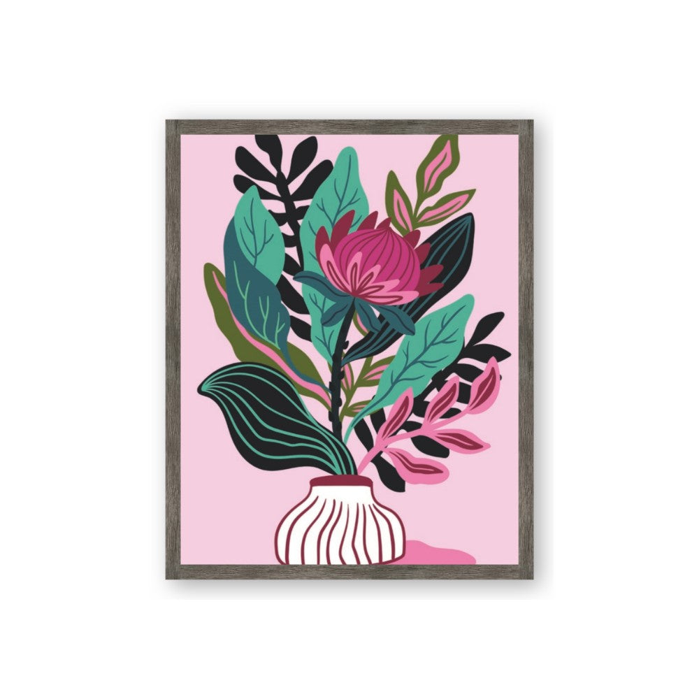 Protea with tropical leaf