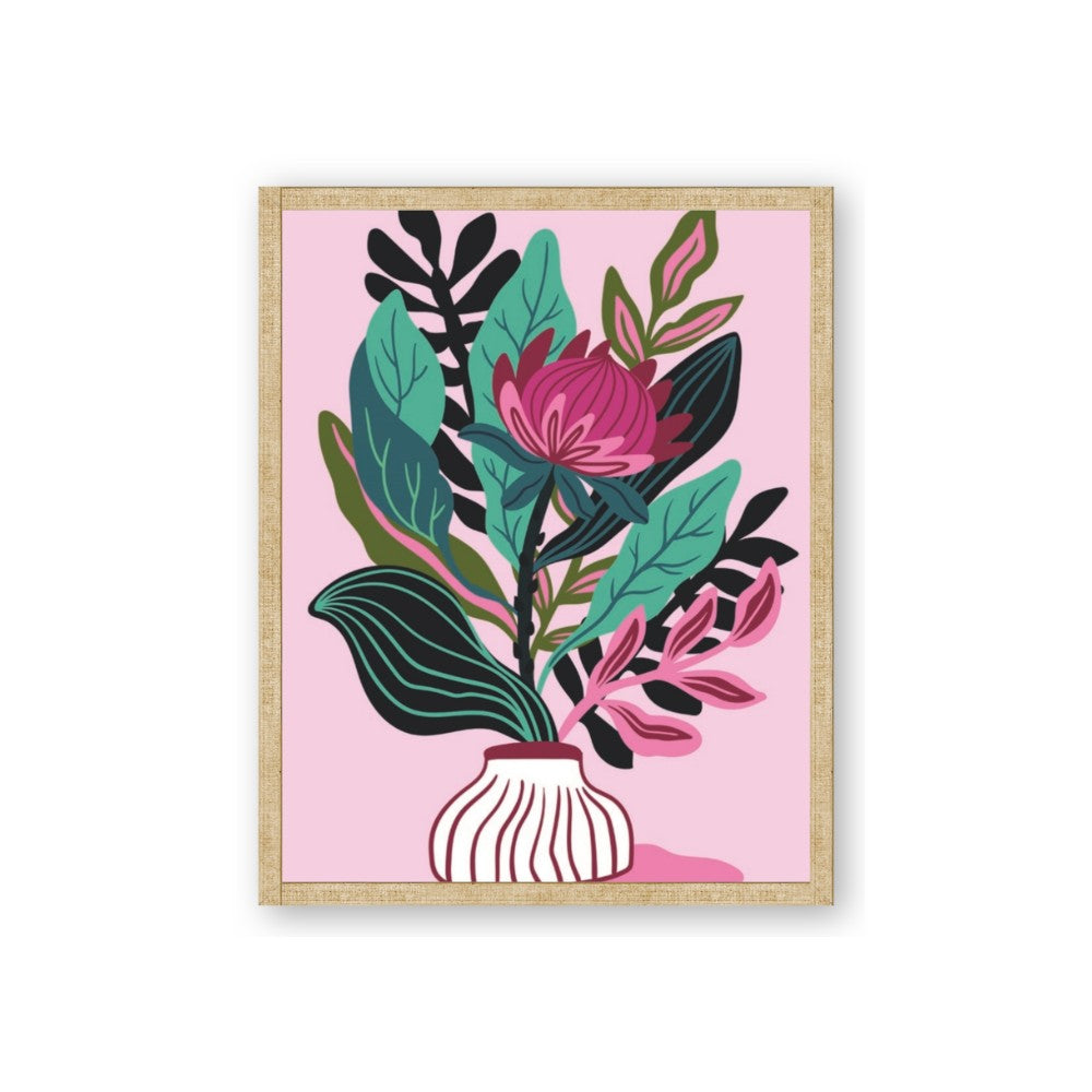 Protea with tropical leaf