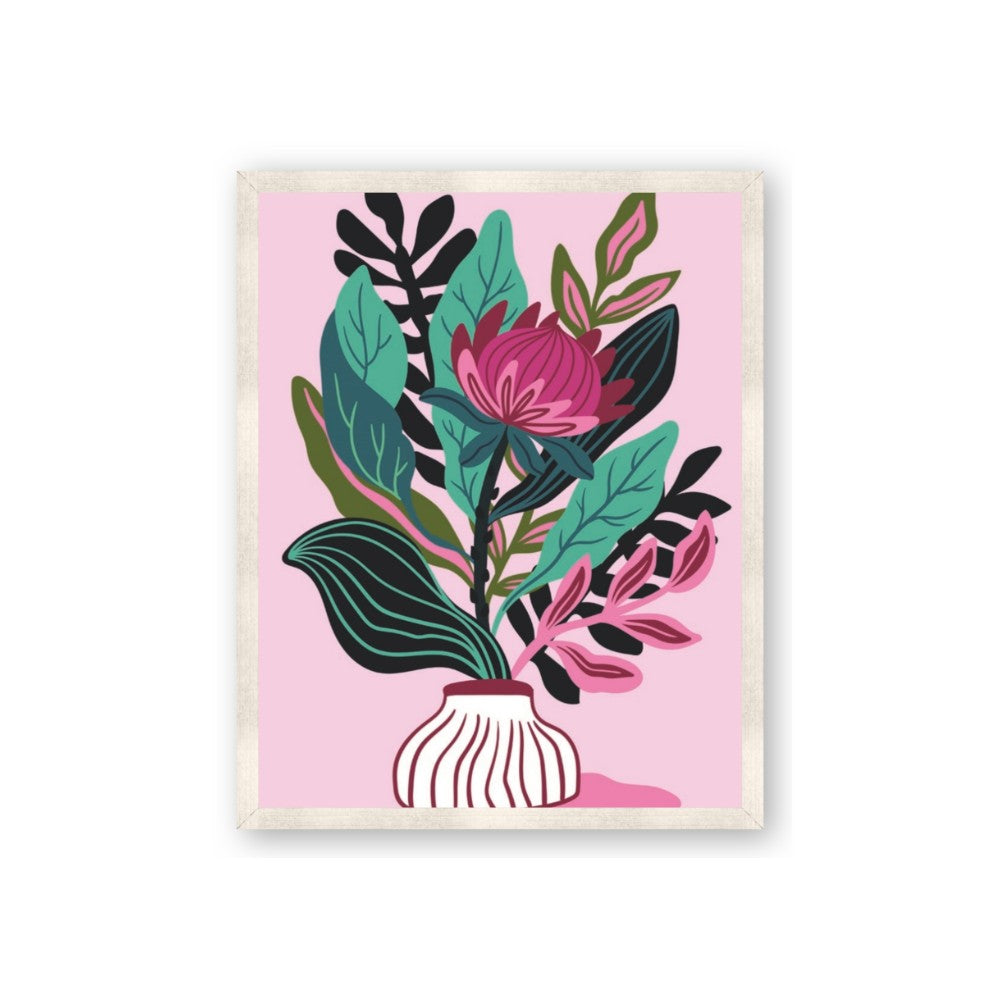 Protea with tropical leaf