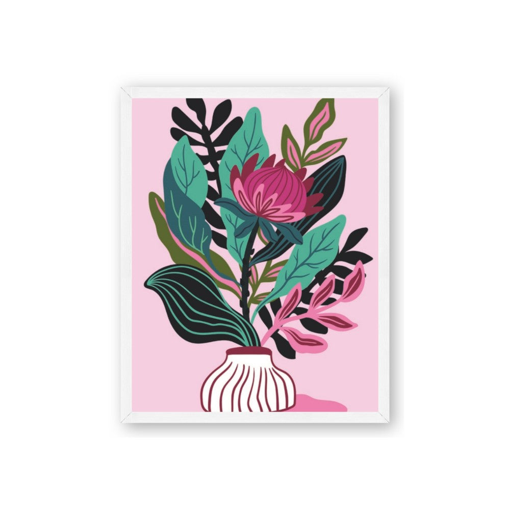 Protea with tropical leaf