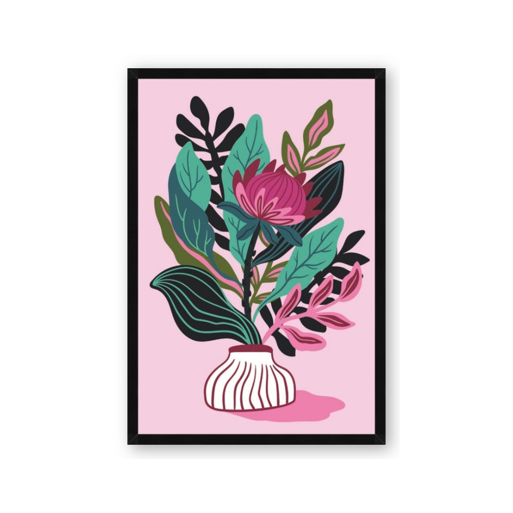 Protea with tropical leaf