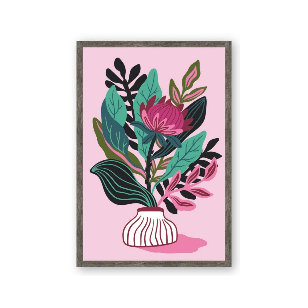 Protea with tropical leaf