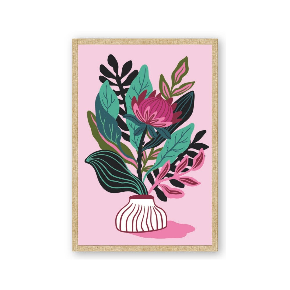 Protea with tropical leaf