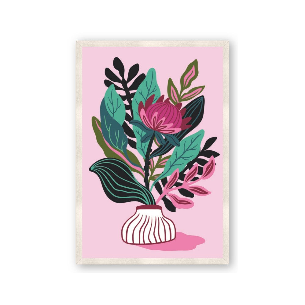 Protea with tropical leaf
