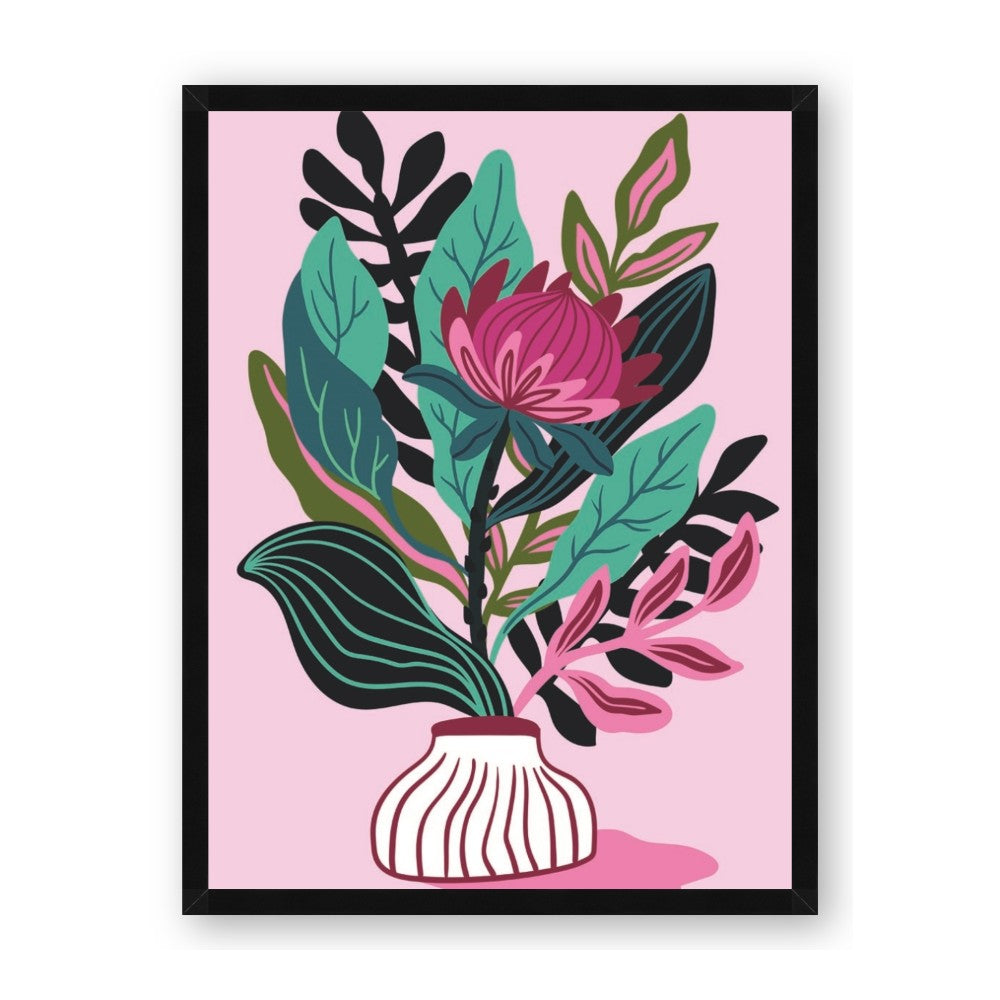 Protea with tropical leaf
