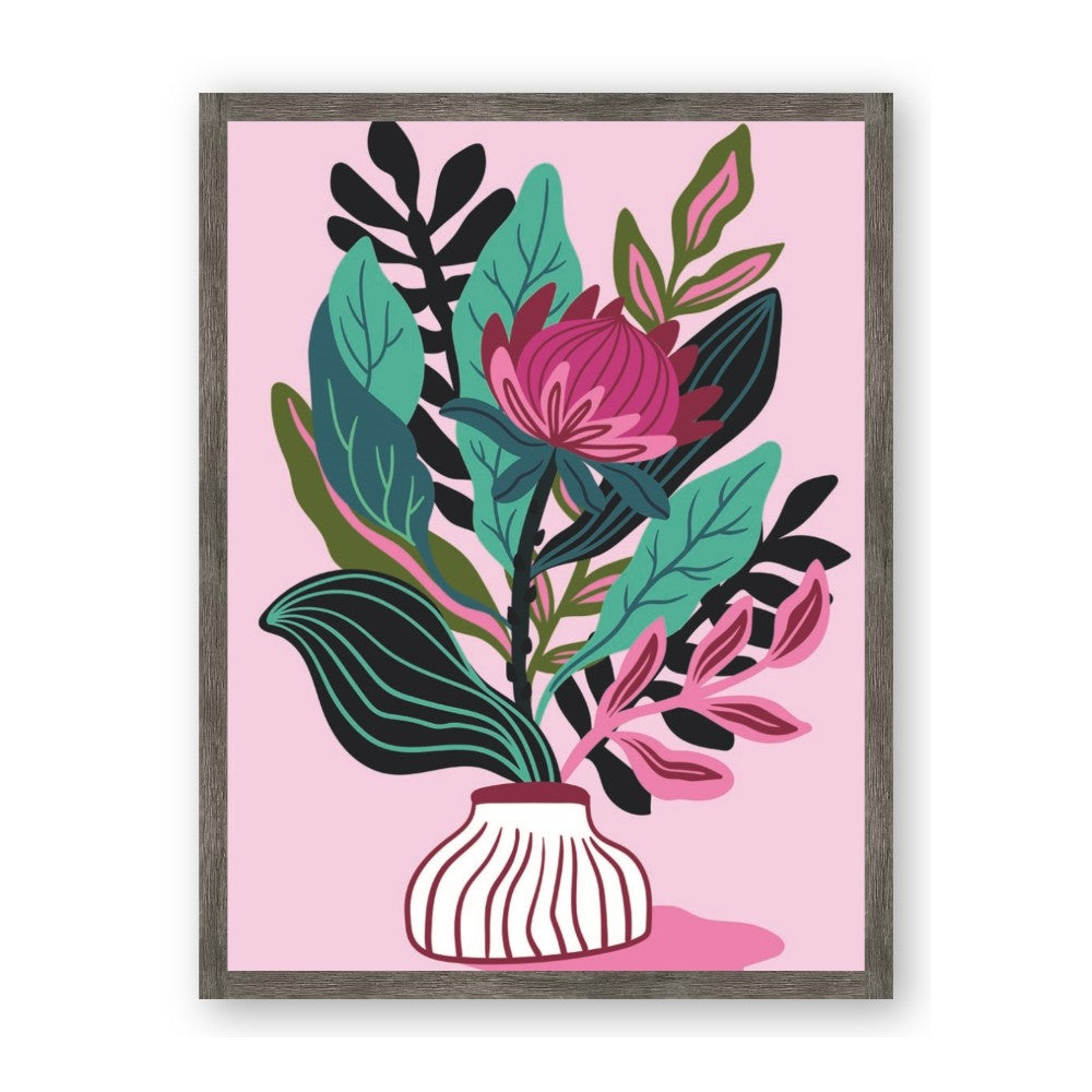 Protea with tropical leaf