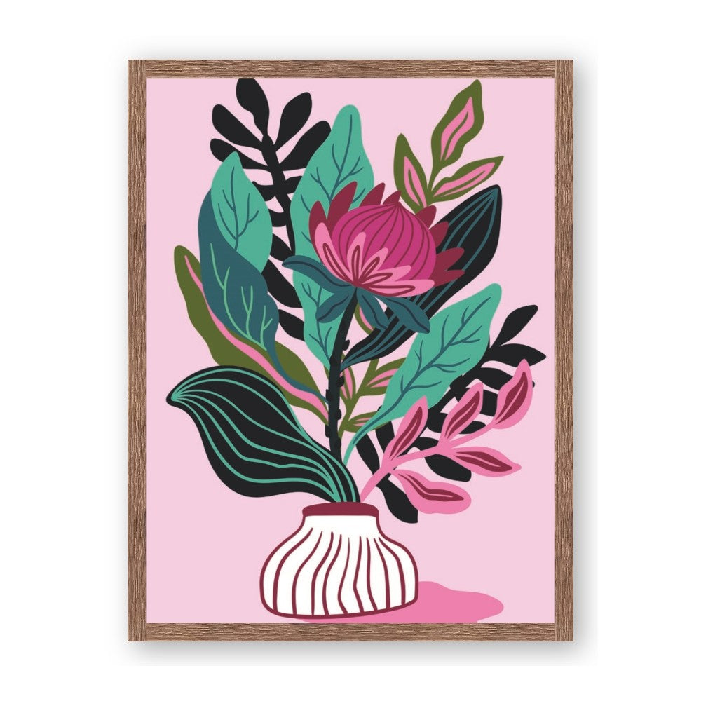 Protea with tropical leaf