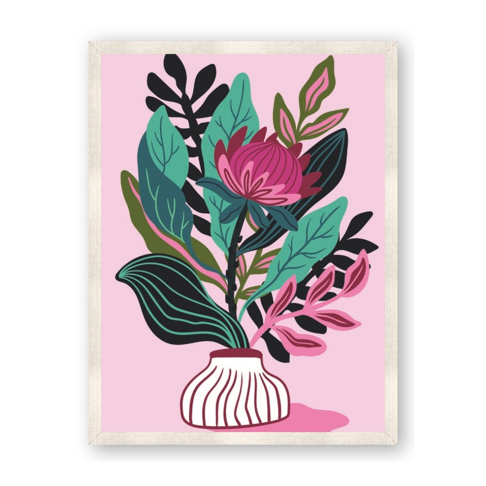 Protea with tropical leaf